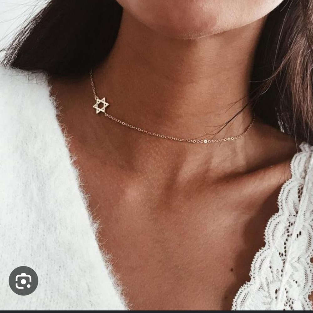 Stargaze Jewelry Crybaby Sideways Star of David Silver Choker Necklace Jewish